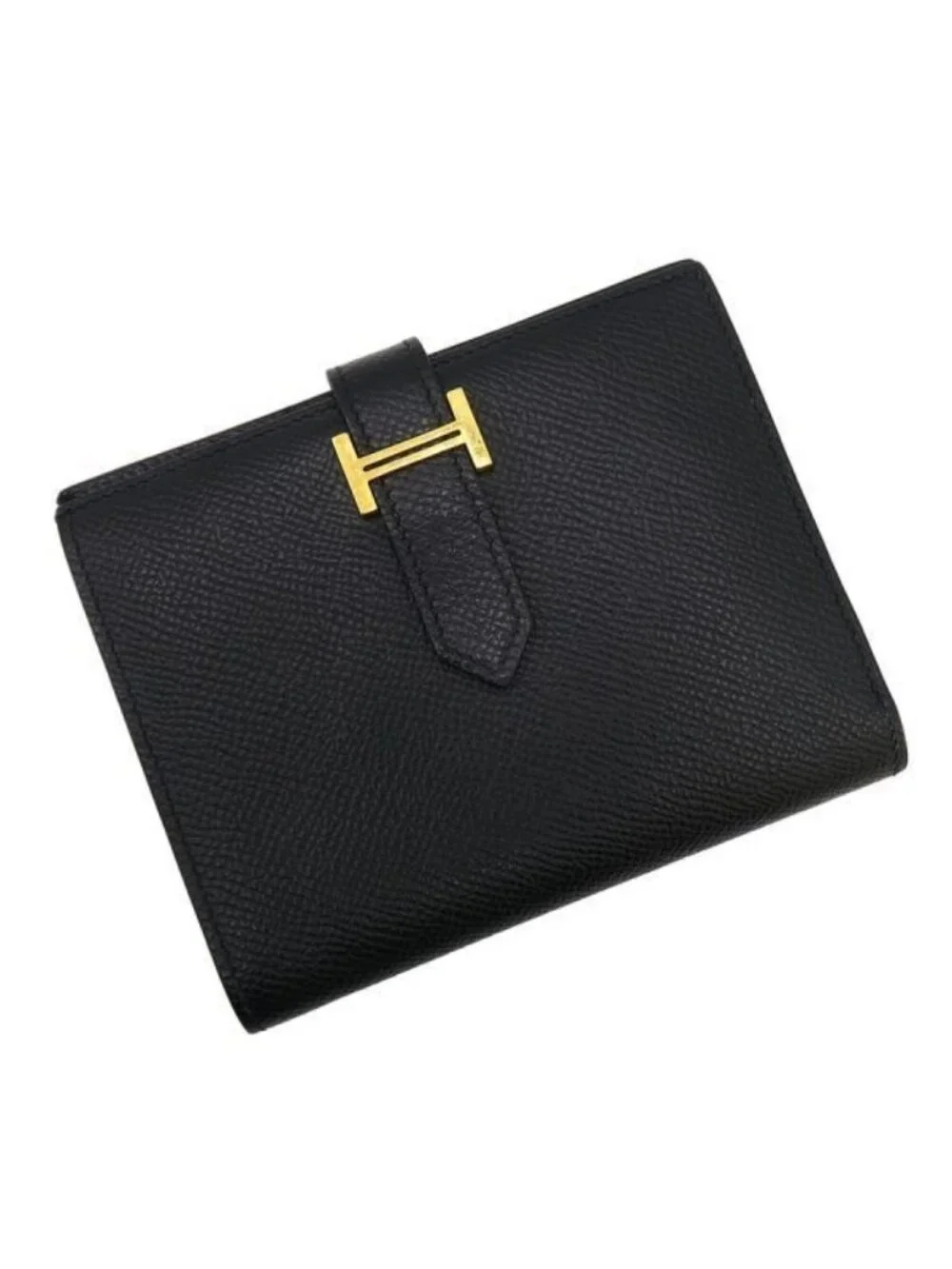 Hermes Bearn Compact Epsom Wallet Black Gold